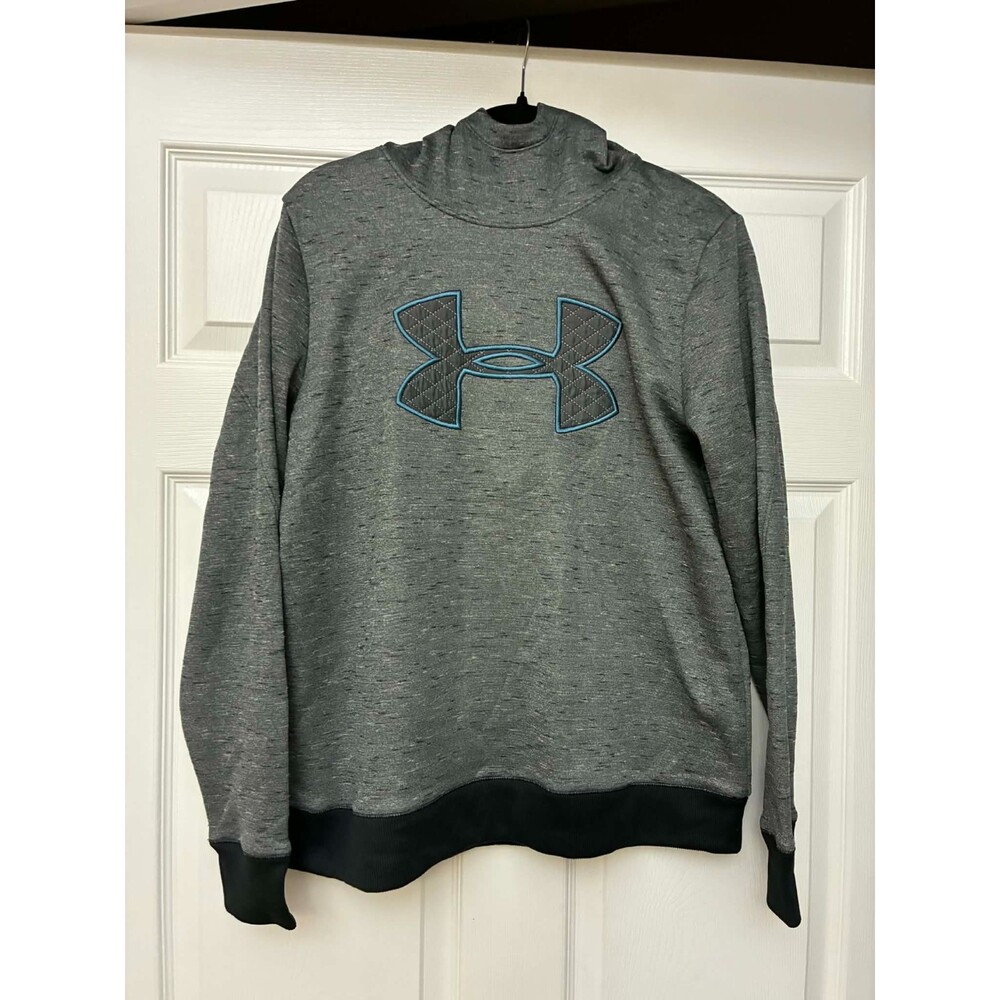 Under Armour ColdGear Women’s Hoodie LG Gray Logo Pullover Sweatshirt NWT